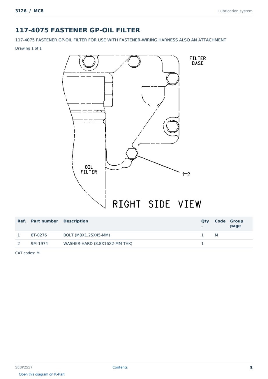 Caterpillar 3126 S/N MC8 Partsbook SEBP2557 (English) - sample page 3 of 10 Caterpillar 3126 S/N MC8 Partsbook SEBP2557 (English) - sample page 3 of 10