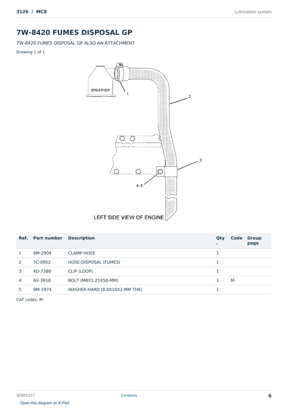 Caterpillar 3126 S/N MC8 Partsbook SEBP2557 (English) - sample page 6 of 10 Caterpillar 3126 S/N MC8 Partsbook SEBP2557 (English) - sample page 6 of 10