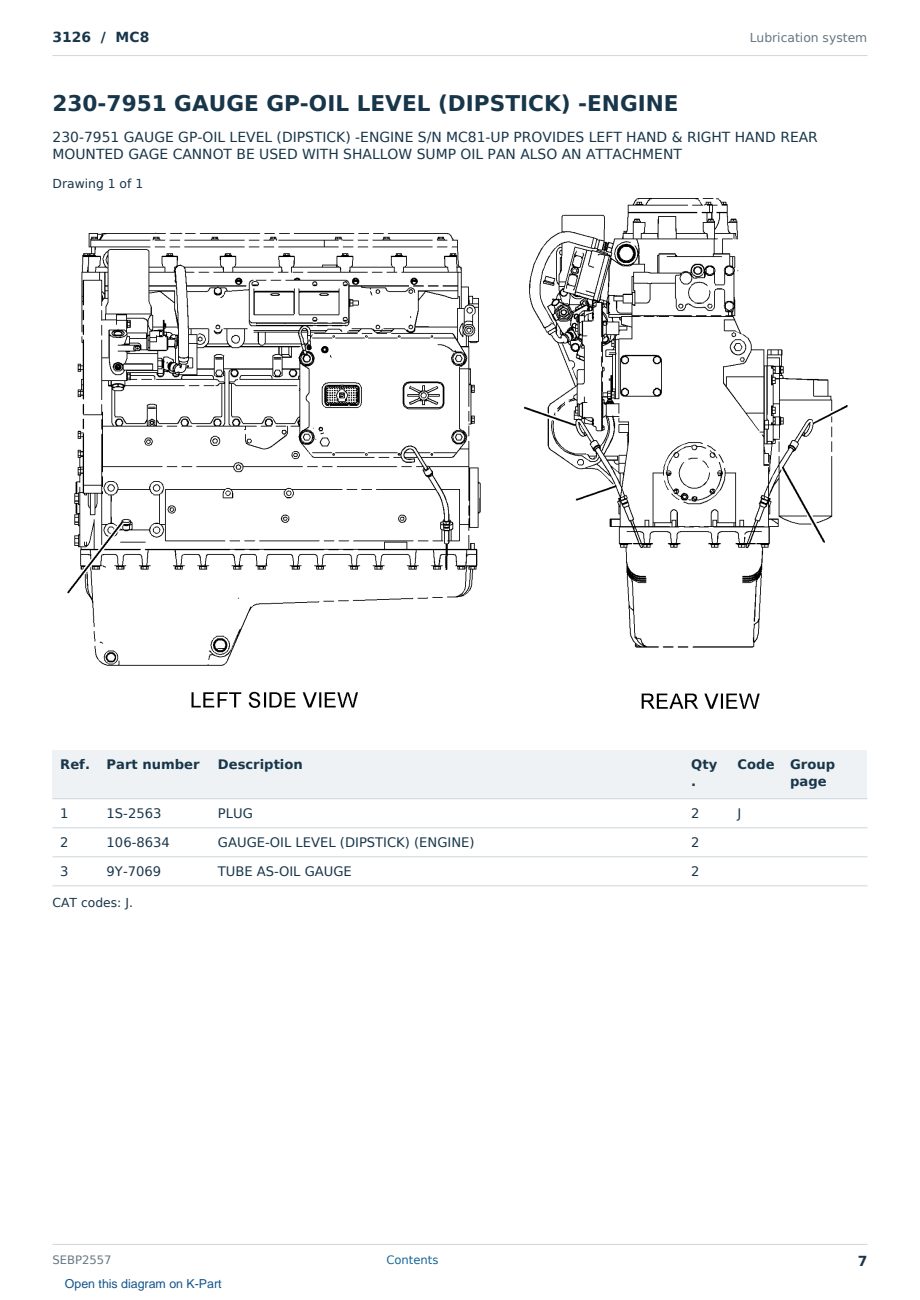 Caterpillar 3126 S/N MC8 Partsbook SEBP2557 (English) - sample page 7 of 10 Caterpillar 3126 S/N MC8 Partsbook SEBP2557 (English) - sample page 7 of 10
