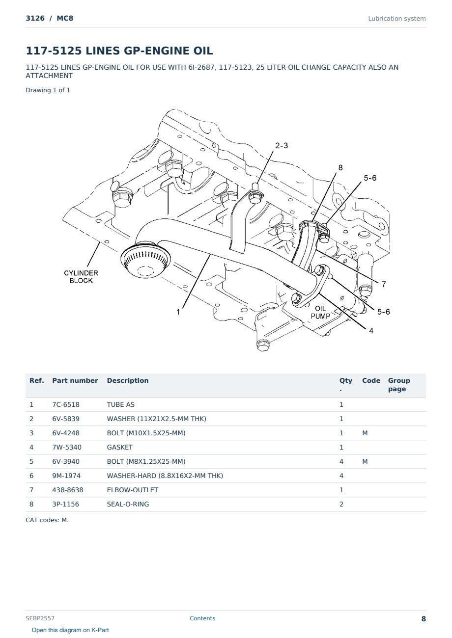 Caterpillar 3126 S/N MC8 Partsbook SEBP2557 (English) - sample page 8 of 10 Caterpillar 3126 S/N MC8 Partsbook SEBP2557 (English) - sample page 8 of 10