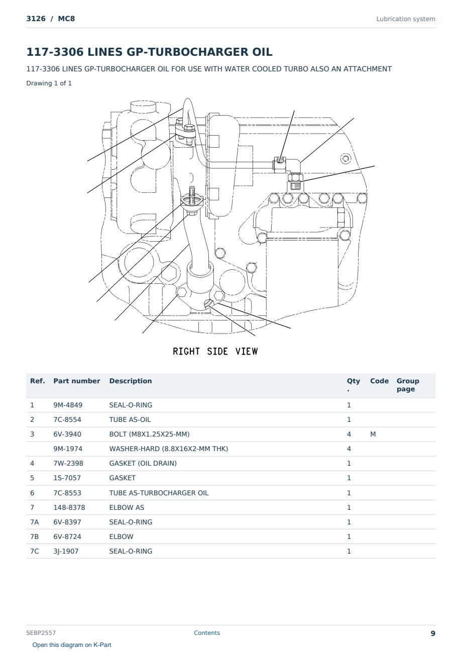 Caterpillar 3126 S/N MC8 Partsbook SEBP2557 (English) - sample page 9 of 10 Caterpillar 3126 S/N MC8 Partsbook SEBP2557 (English) - sample page 9 of 10