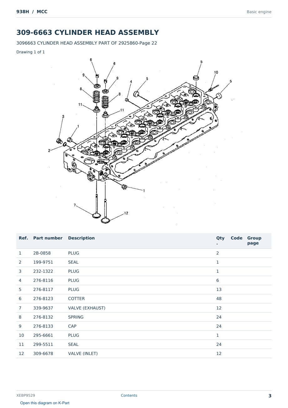 Caterpillar 938H S/N MCC Partsbook XEBP9529 (English) - sample page 3 of 10 Caterpillar 938H S/N MCC Partsbook XEBP9529 (English) - sample page 3 of 10