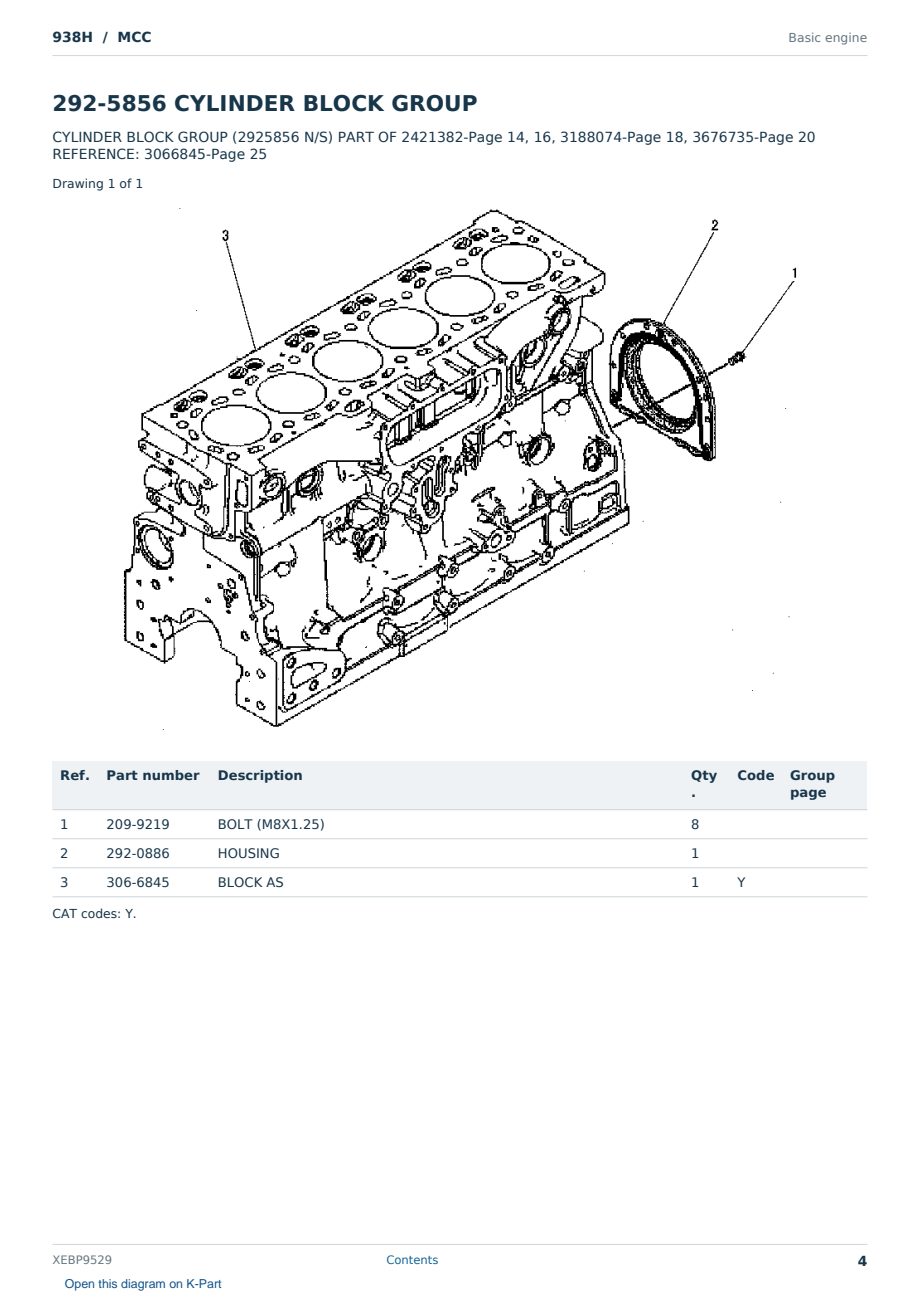 Caterpillar 938H S/N MCC Partsbook XEBP9529 (English) - sample page 4 of 10 Caterpillar 938H S/N MCC Partsbook XEBP9529 (English) - sample page 4 of 10