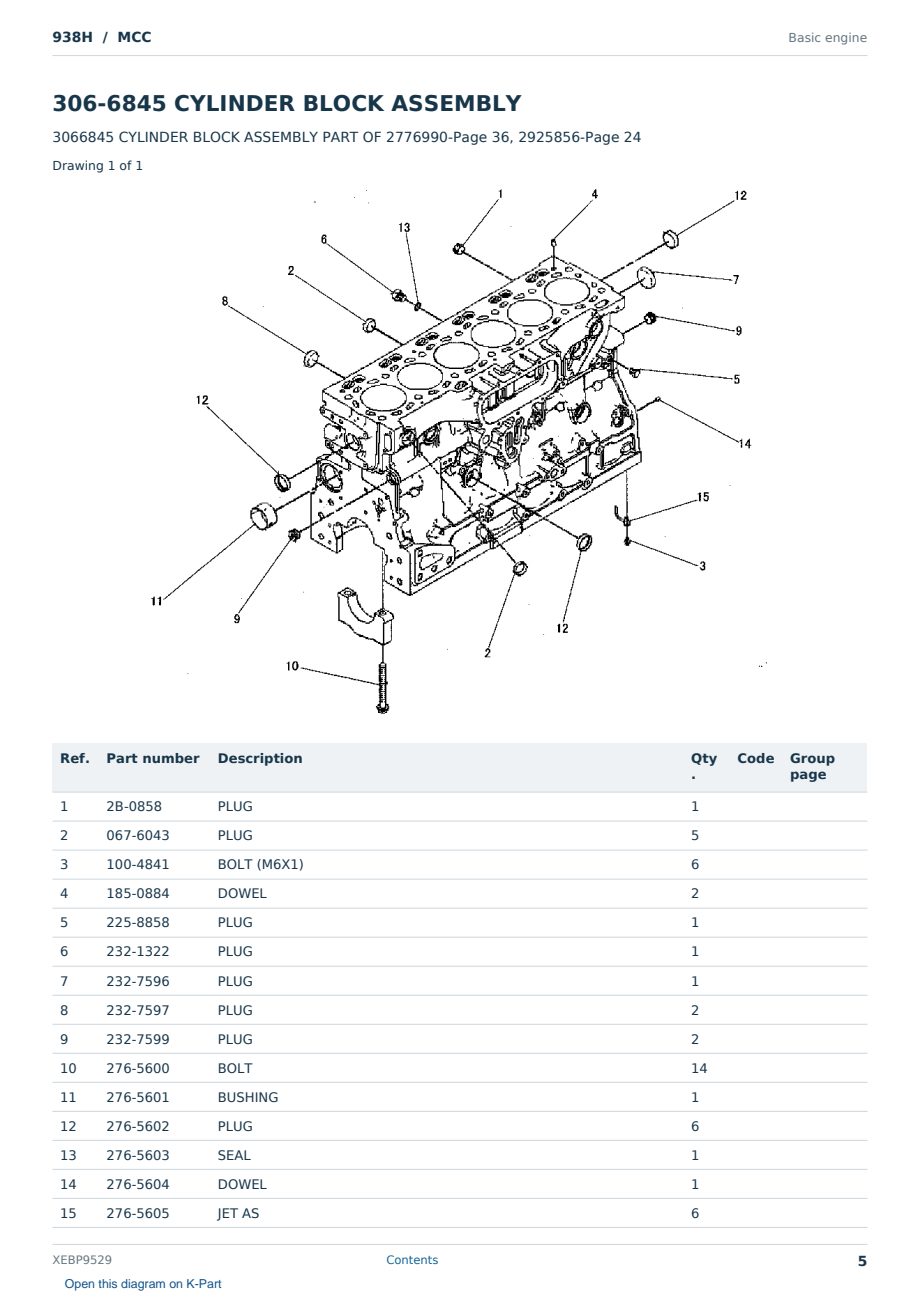 Caterpillar 938H S/N MCC Partsbook XEBP9529 (English) - sample page 5 of 10 Caterpillar 938H S/N MCC Partsbook XEBP9529 (English) - sample page 5 of 10