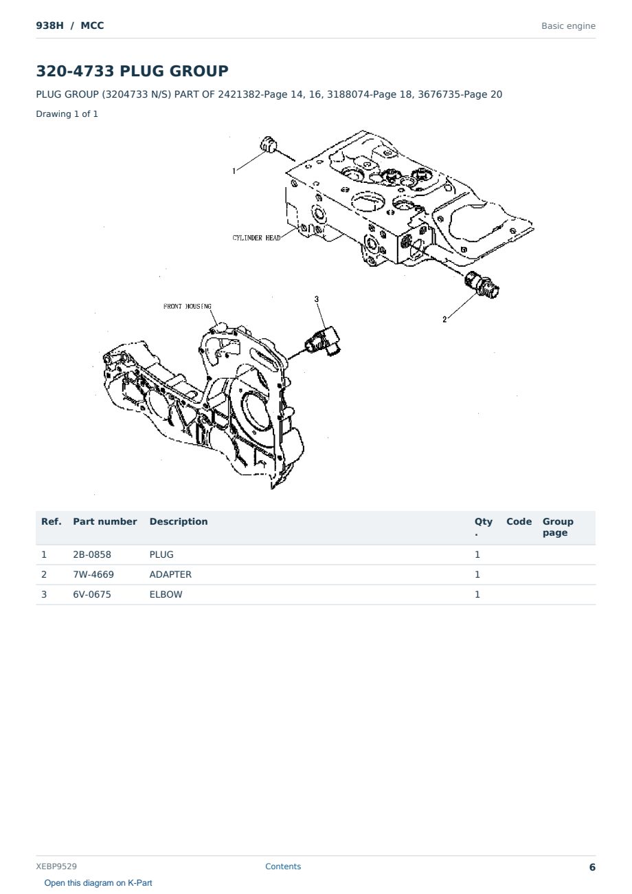 Caterpillar 938H S/N MCC Partsbook XEBP9529 (English) - sample page 6 of 10 Caterpillar 938H S/N MCC Partsbook XEBP9529 (English) - sample page 6 of 10