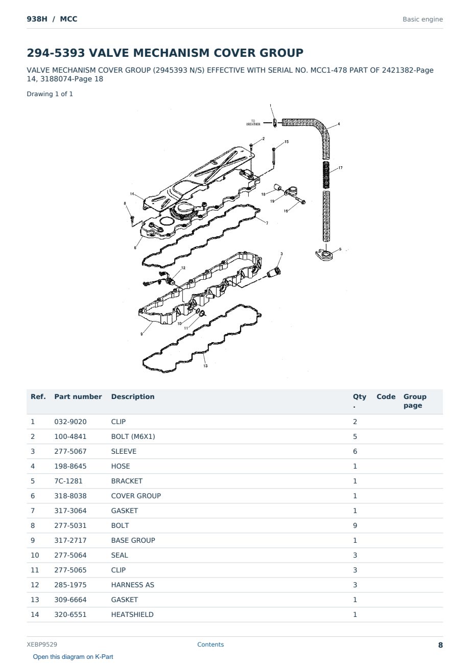 Caterpillar 938H S/N MCC Partsbook XEBP9529 (English) - sample page 8 of 10 Caterpillar 938H S/N MCC Partsbook XEBP9529 (English) - sample page 8 of 10