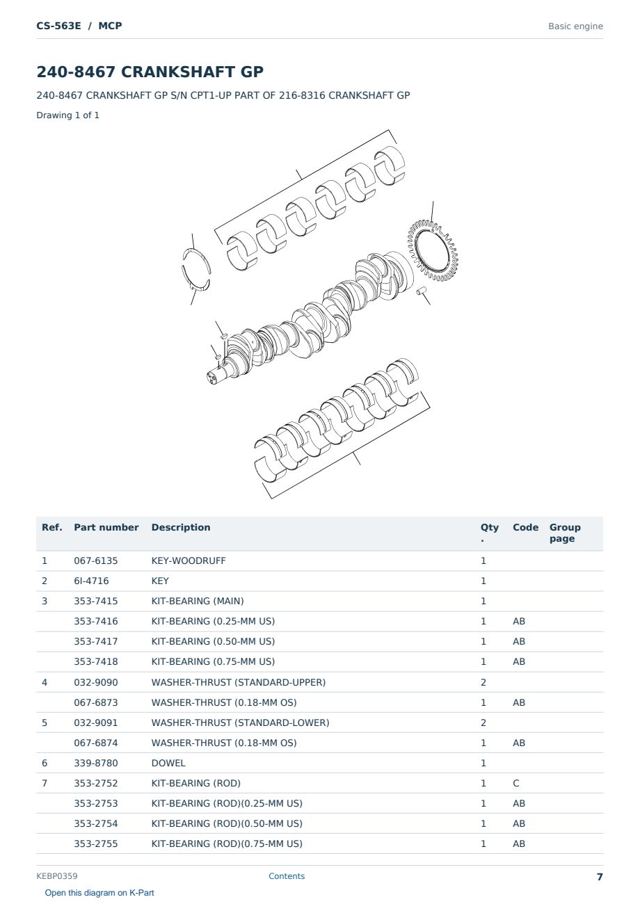 Caterpillar CS-563E S/N MCP Partsbook KEBP0359 (English) - sample page 7 of 10 Caterpillar CS-563E S/N MCP Partsbook KEBP0359 (English) - sample page 7 of 10