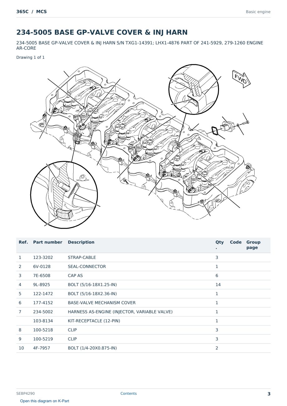 Caterpillar 365C S/N MCS Partsbook SEBP4290 (English) - sample page 3 of 10 Caterpillar 365C S/N MCS Partsbook SEBP4290 (English) - sample page 3 of 10