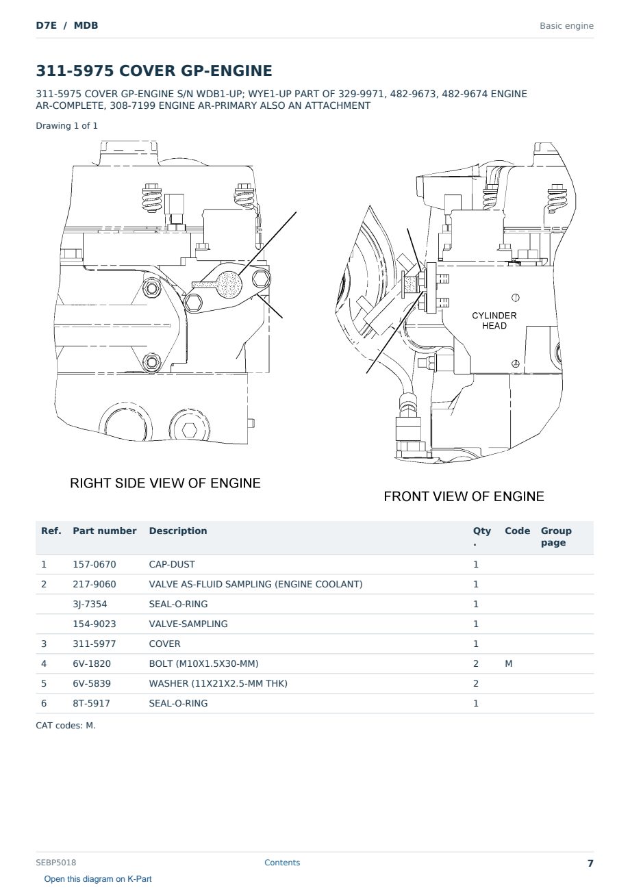 Caterpillar D7E S/N MDB Partsbook SEBP5018 (English) - sample page 7 of 10 Caterpillar D7E S/N MDB Partsbook SEBP5018 (English) - sample page 7 of 10