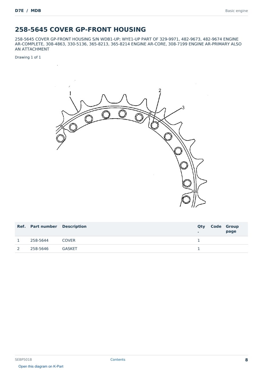 Caterpillar D7E S/N MDB Partsbook SEBP5018 (English) - sample page 8 of 10 Caterpillar D7E S/N MDB Partsbook SEBP5018 (English) - sample page 8 of 10