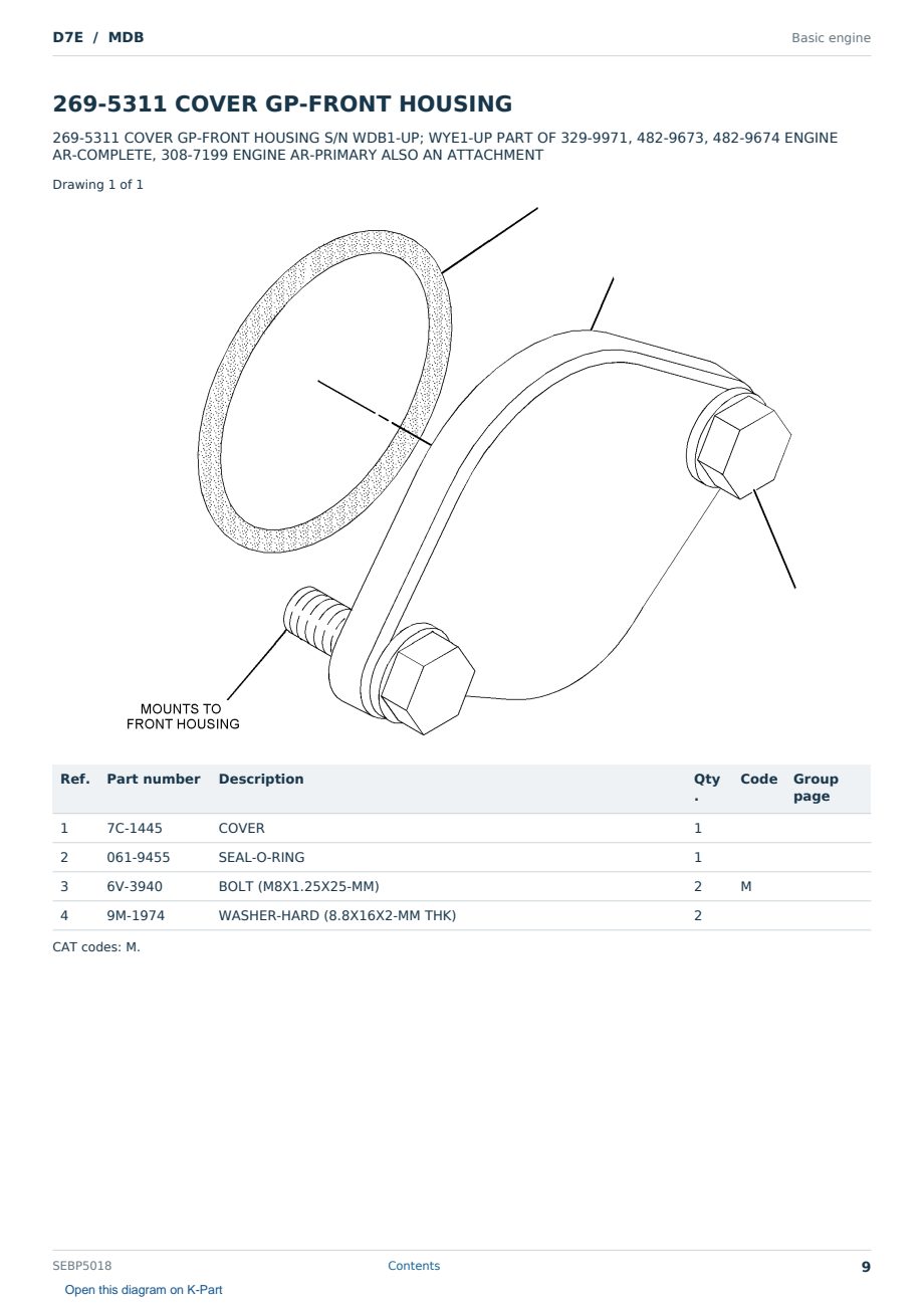 Caterpillar D7E S/N MDB Partsbook SEBP5018 (English) - sample page 9 of 10 Caterpillar D7E S/N MDB Partsbook SEBP5018 (English) - sample page 9 of 10