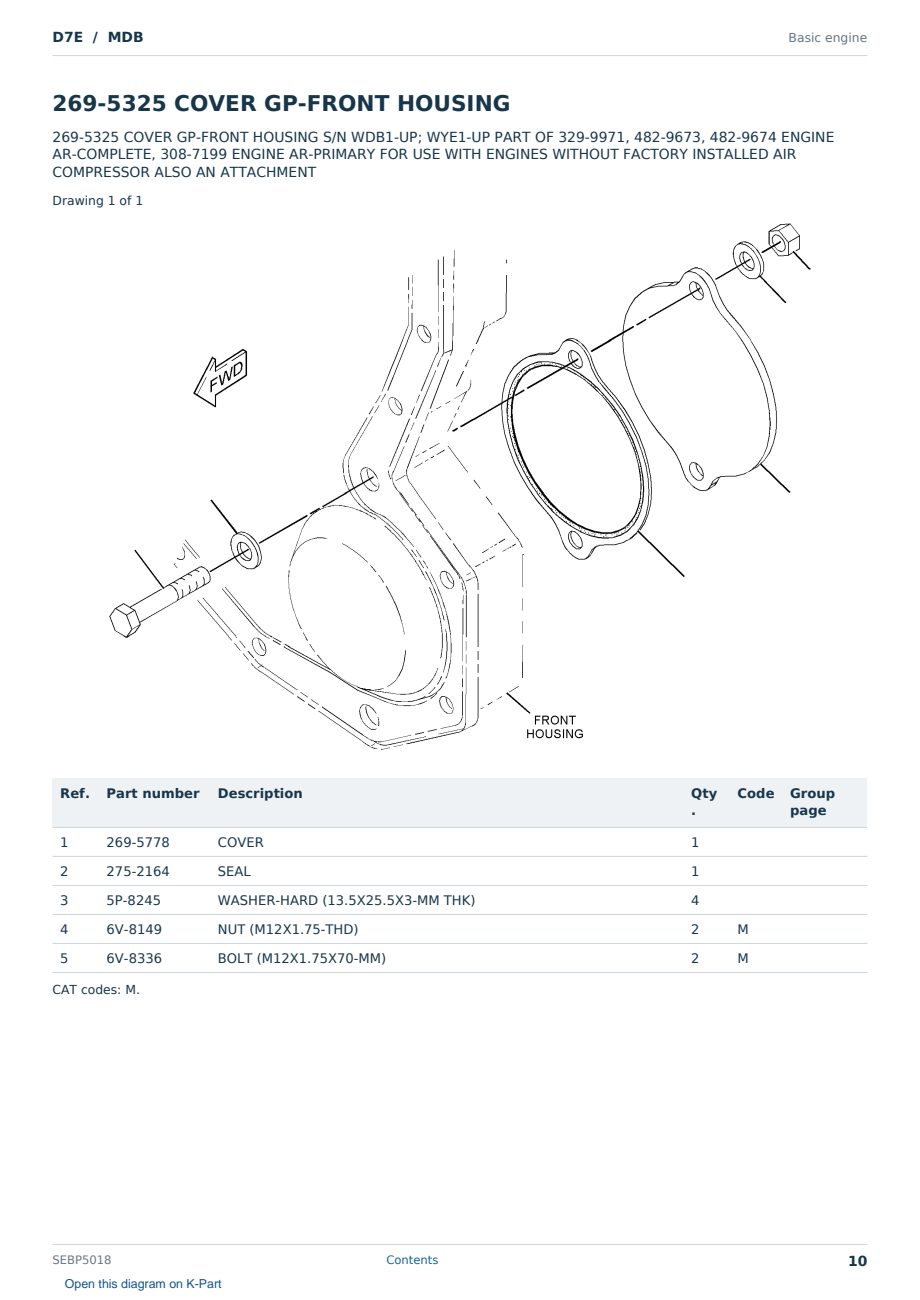Caterpillar D7E S/N MDB Partsbook SEBP5018 (English) - sample page 10 of 10 Caterpillar D7E S/N MDB Partsbook SEBP5018 (English) - sample page 10 of 10