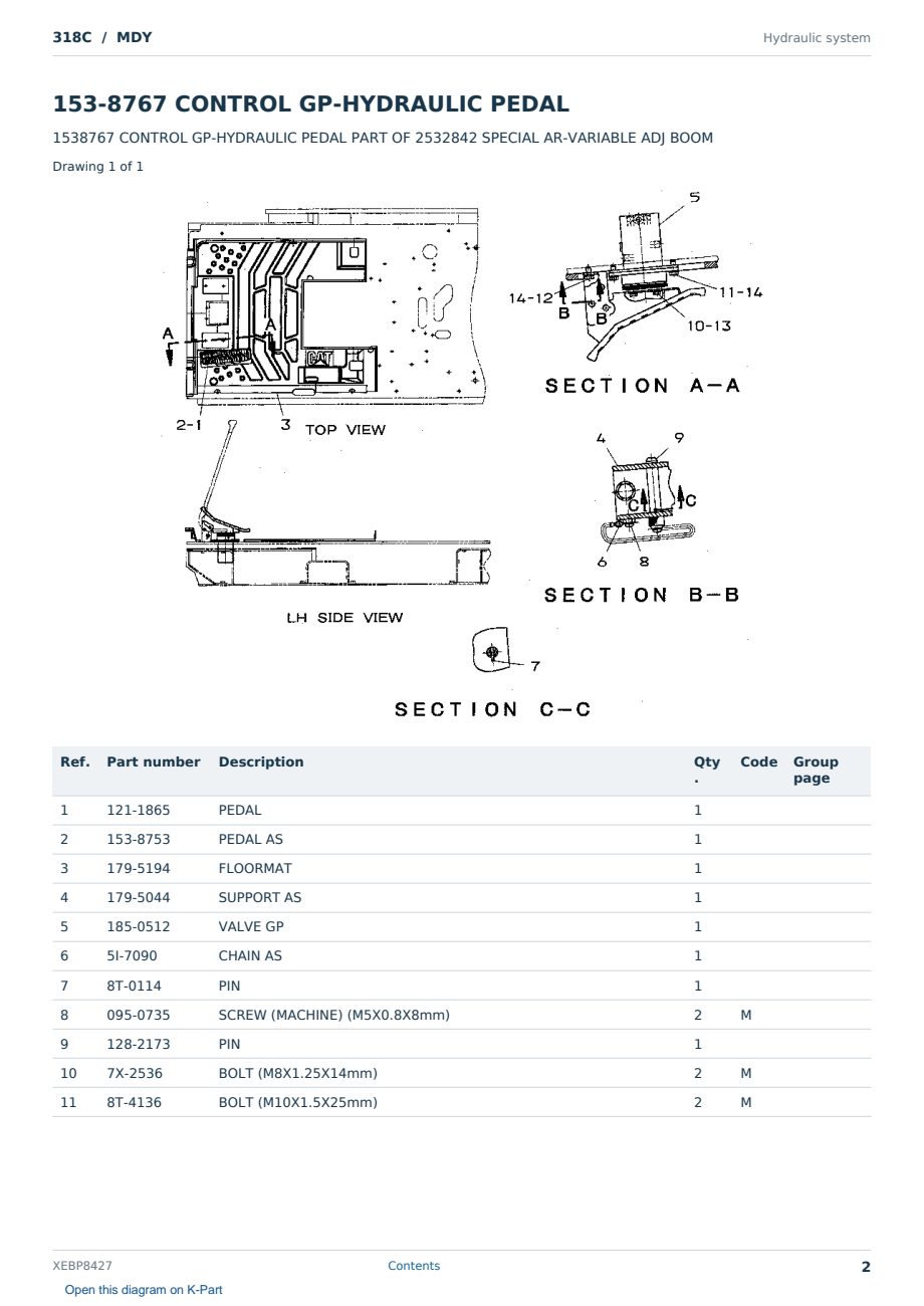 Caterpillar 318C S/N MDY Partsbook XEBP8427 (English) - sample page 2 of 10 Caterpillar 318C S/N MDY Partsbook XEBP8427 (English) - sample page 2 of 10