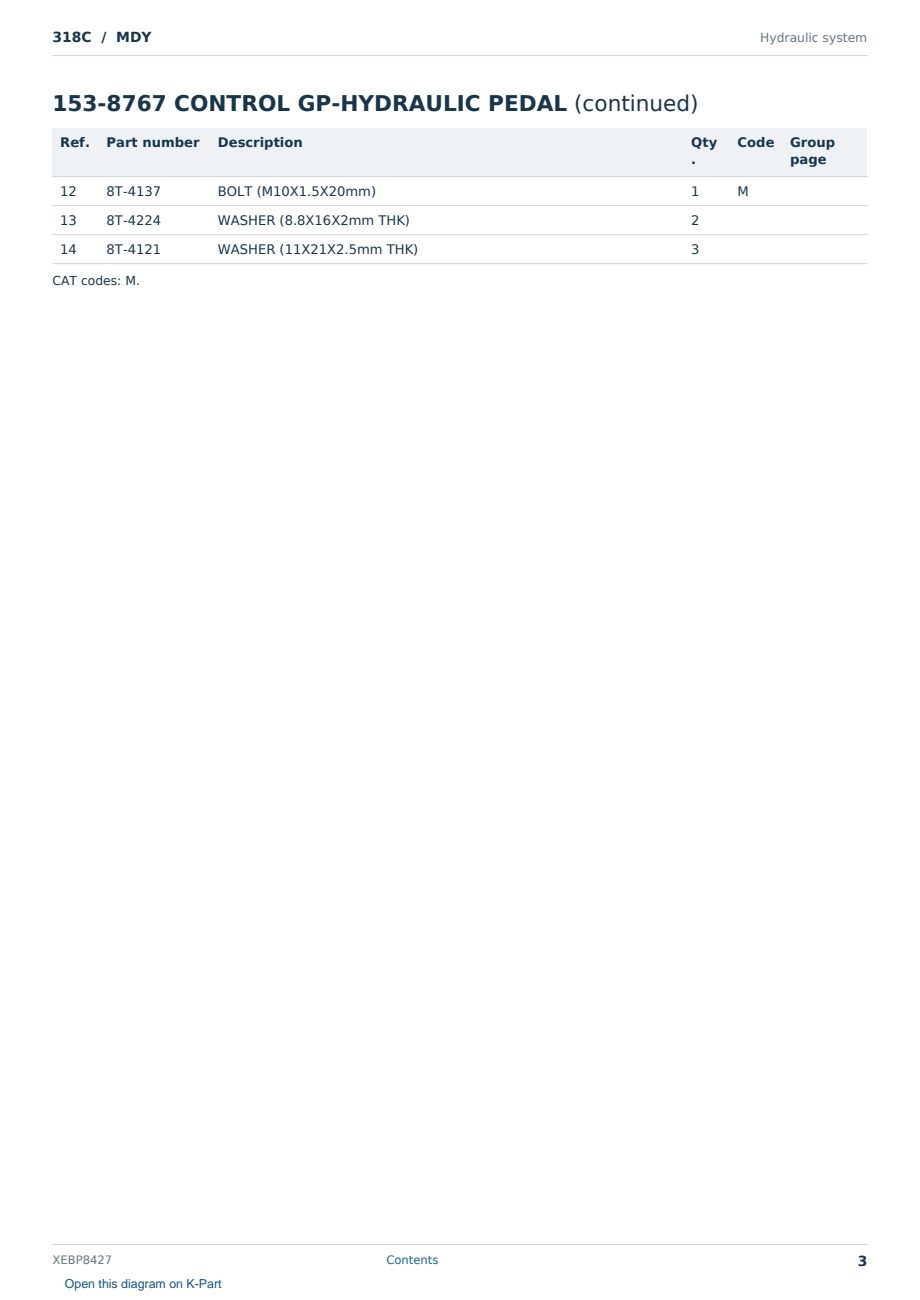 Caterpillar 318C S/N MDY Partsbook XEBP8427 (English) - sample page 3 of 10 Caterpillar 318C S/N MDY Partsbook XEBP8427 (English) - sample page 3 of 10