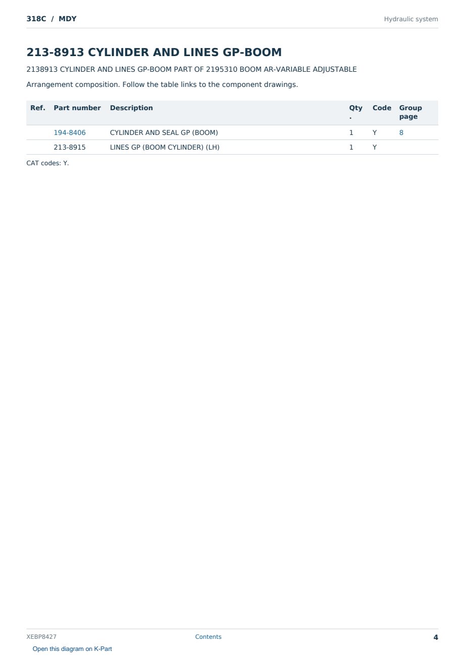 Caterpillar 318C S/N MDY Partsbook XEBP8427 (English) - sample page 4 of 10 Caterpillar 318C S/N MDY Partsbook XEBP8427 (English) - sample page 4 of 10