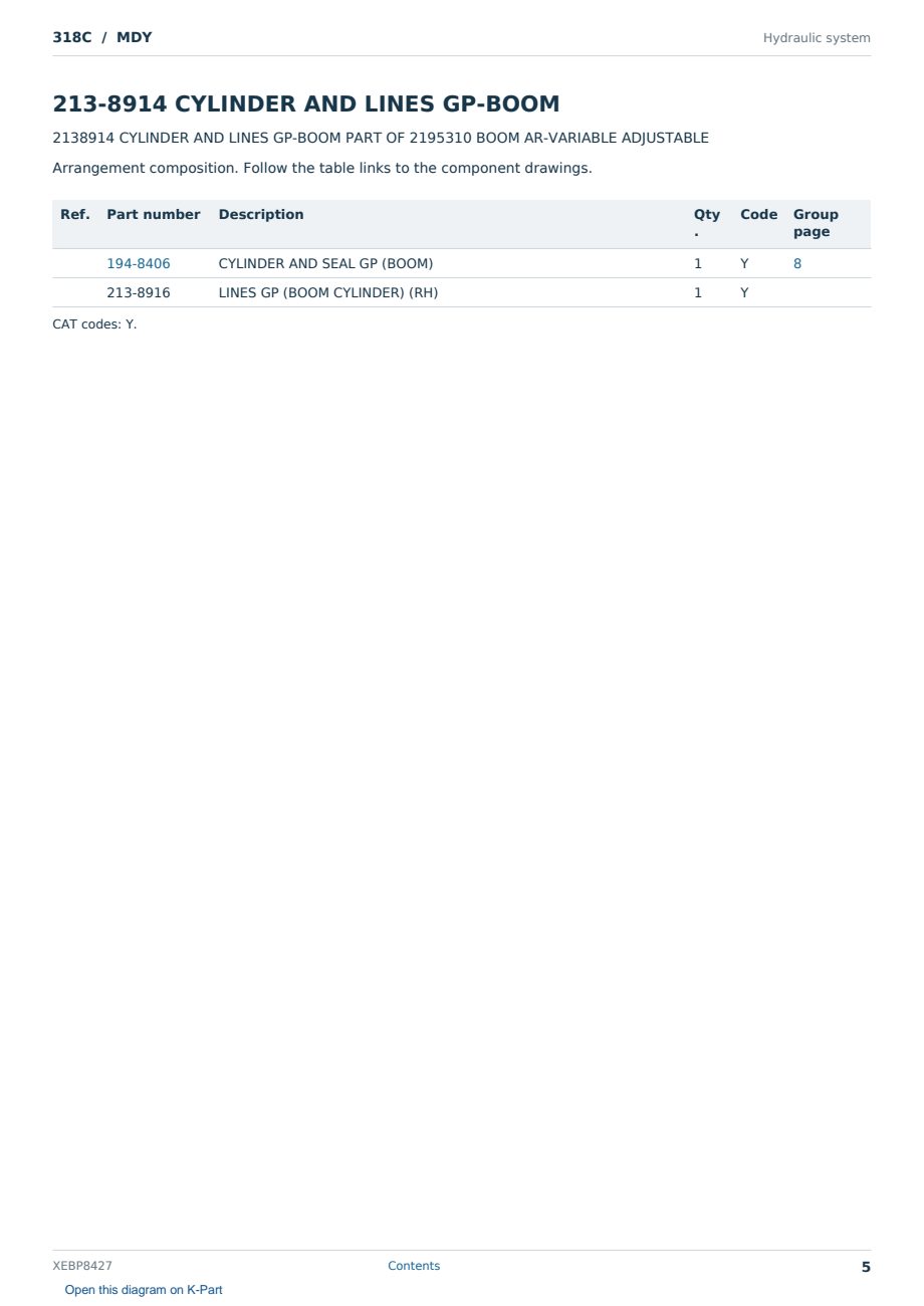 Caterpillar 318C S/N MDY Partsbook XEBP8427 (English) - sample page 5 of 10 Caterpillar 318C S/N MDY Partsbook XEBP8427 (English) - sample page 5 of 10