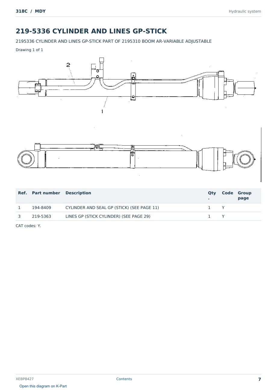 Caterpillar 318C S/N MDY Partsbook XEBP8427 (English) - sample page 7 of 10 Caterpillar 318C S/N MDY Partsbook XEBP8427 (English) - sample page 7 of 10