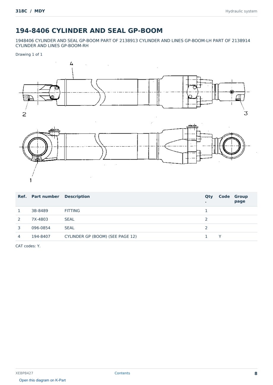 Caterpillar 318C S/N MDY Partsbook XEBP8427 (English) - sample page 8 of 10 Caterpillar 318C S/N MDY Partsbook XEBP8427 (English) - sample page 8 of 10
