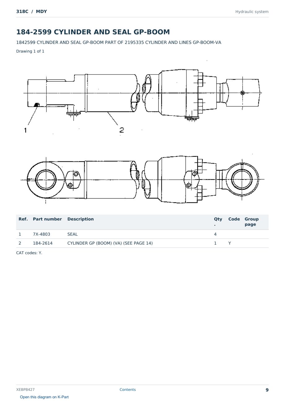 Caterpillar 318C S/N MDY Partsbook XEBP8427 (English) - sample page 9 of 10 Caterpillar 318C S/N MDY Partsbook XEBP8427 (English) - sample page 9 of 10
