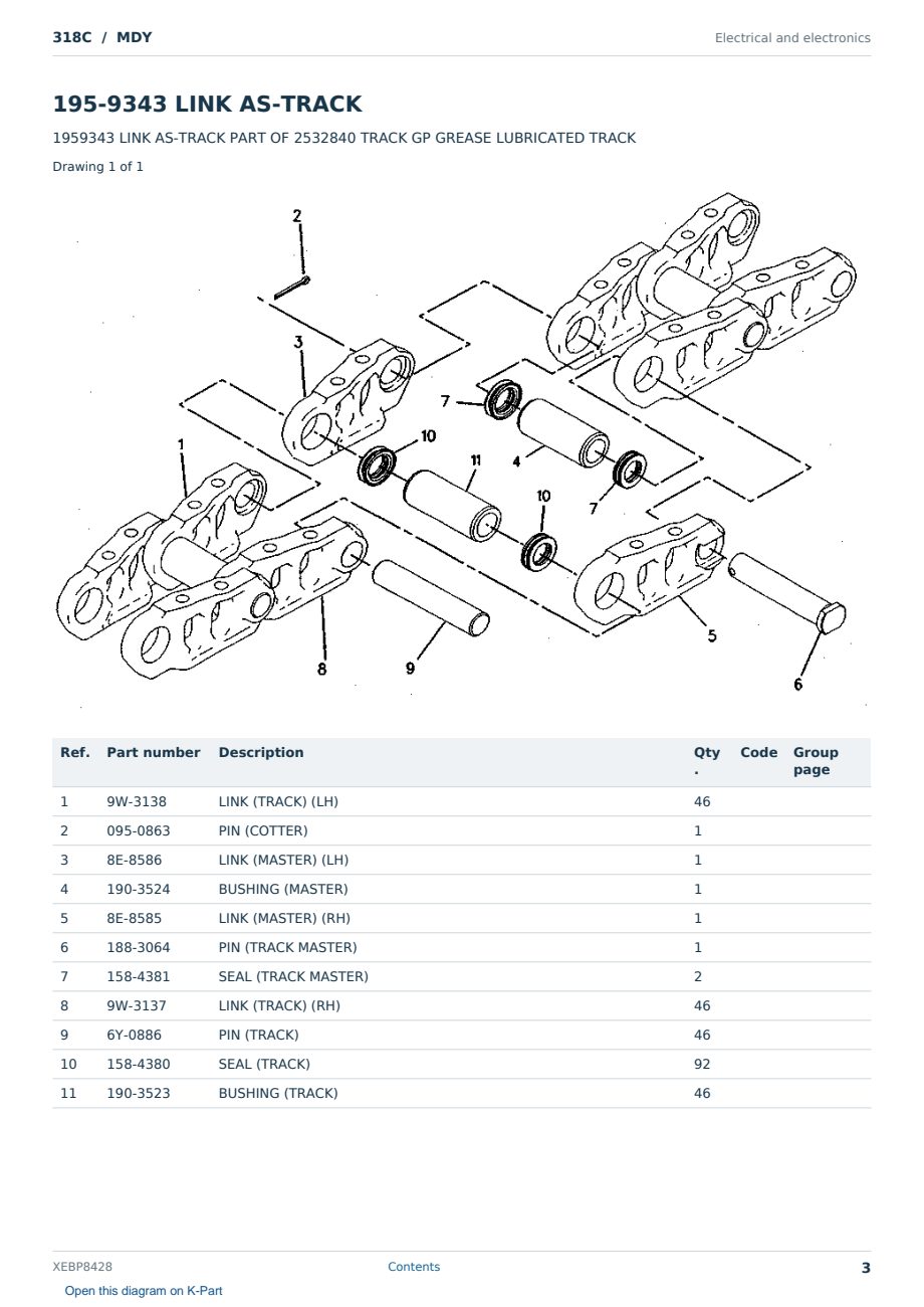 Caterpillar 318C S/N MDY Partsbook XEBP8428 (English) - sample page 3 of 3 Caterpillar 318C S/N MDY Partsbook XEBP8428 (English) - sample page 3 of 3