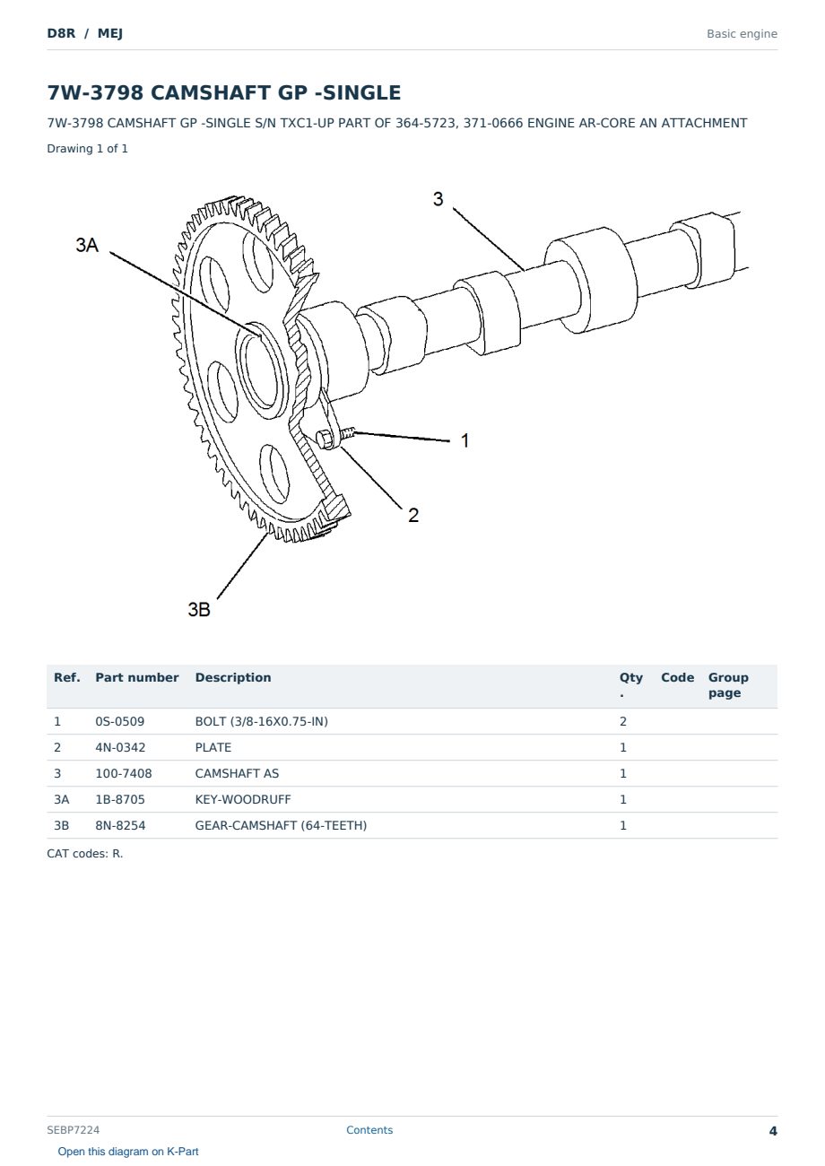Caterpillar D8R S/N MEJ Partsbook SEBP7224 (English) - sample page 4 of 10 Caterpillar D8R S/N MEJ Partsbook SEBP7224 (English) - sample page 4 of 10