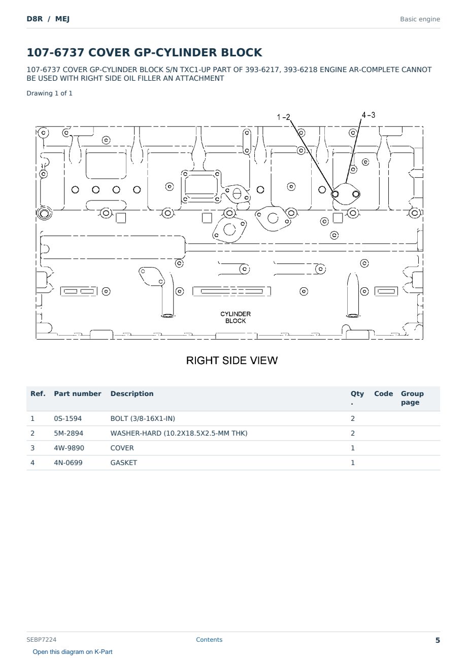Caterpillar D8R S/N MEJ Partsbook SEBP7224 (English) - sample page 5 of 10 Caterpillar D8R S/N MEJ Partsbook SEBP7224 (English) - sample page 5 of 10