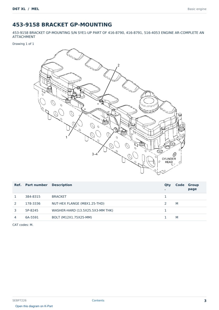 Caterpillar D6T XL S/N MEL Partsbook SEBP7226 (English) - sample page 3 of 10 Caterpillar D6T XL S/N MEL Partsbook SEBP7226 (English) - sample page 3 of 10
