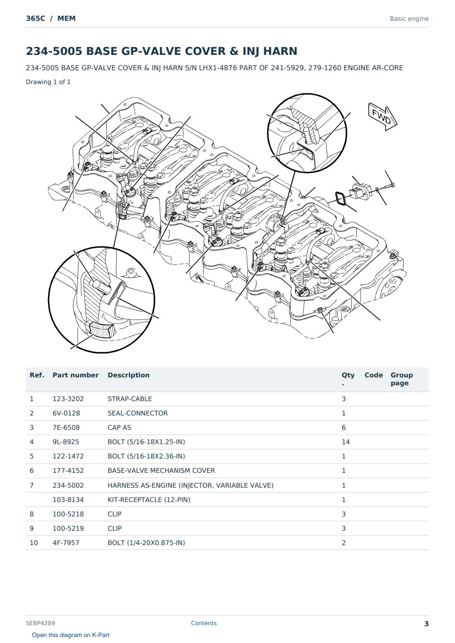 Caterpillar 365C S/N MEM Partsbook SEBP4289 (English) - sample page 3 of 10 Caterpillar 365C S/N MEM Partsbook SEBP4289 (English) - sample page 3 of 10