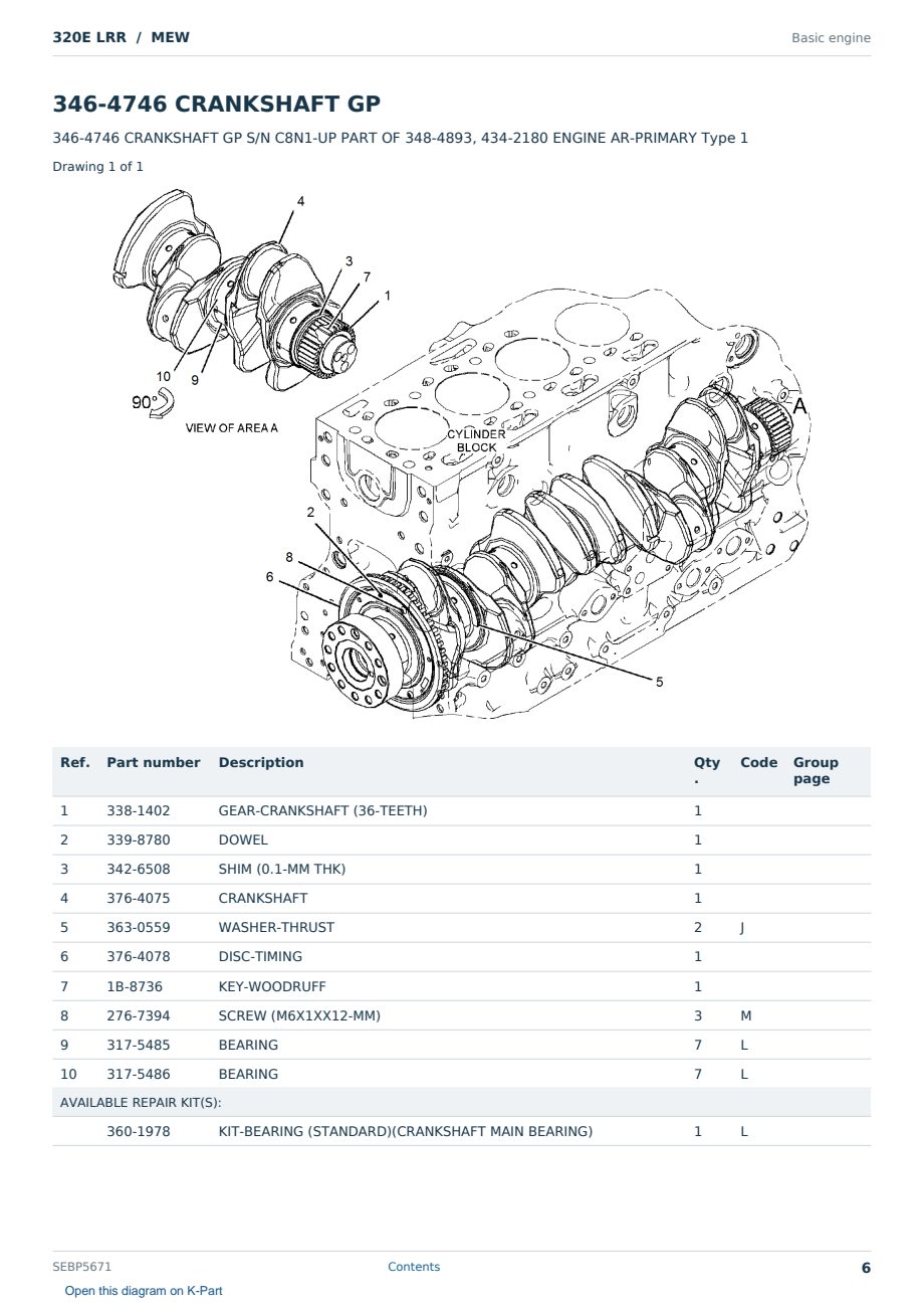 Caterpillar 320E LRR S/N MEW Partsbook SEBP5671 (English) - sample page 6 of 10 Caterpillar 320E LRR S/N MEW Partsbook SEBP5671 (English) - sample page 6 of 10