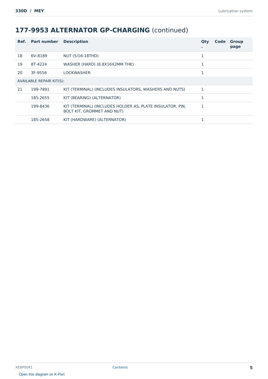 Caterpillar 330D S/N MEY Partsbook XEBP0041 (English) - sample page 5 of 10 Caterpillar 330D S/N MEY Partsbook XEBP0041 (English) - sample page 5 of 10