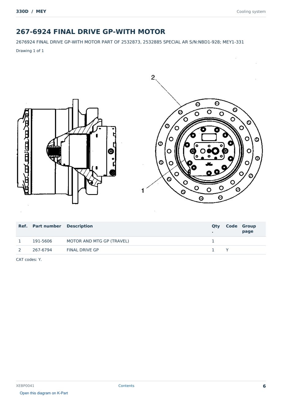 Caterpillar 330D S/N MEY Partsbook XEBP0041 (English) - sample page 6 of 10 Caterpillar 330D S/N MEY Partsbook XEBP0041 (English) - sample page 6 of 10