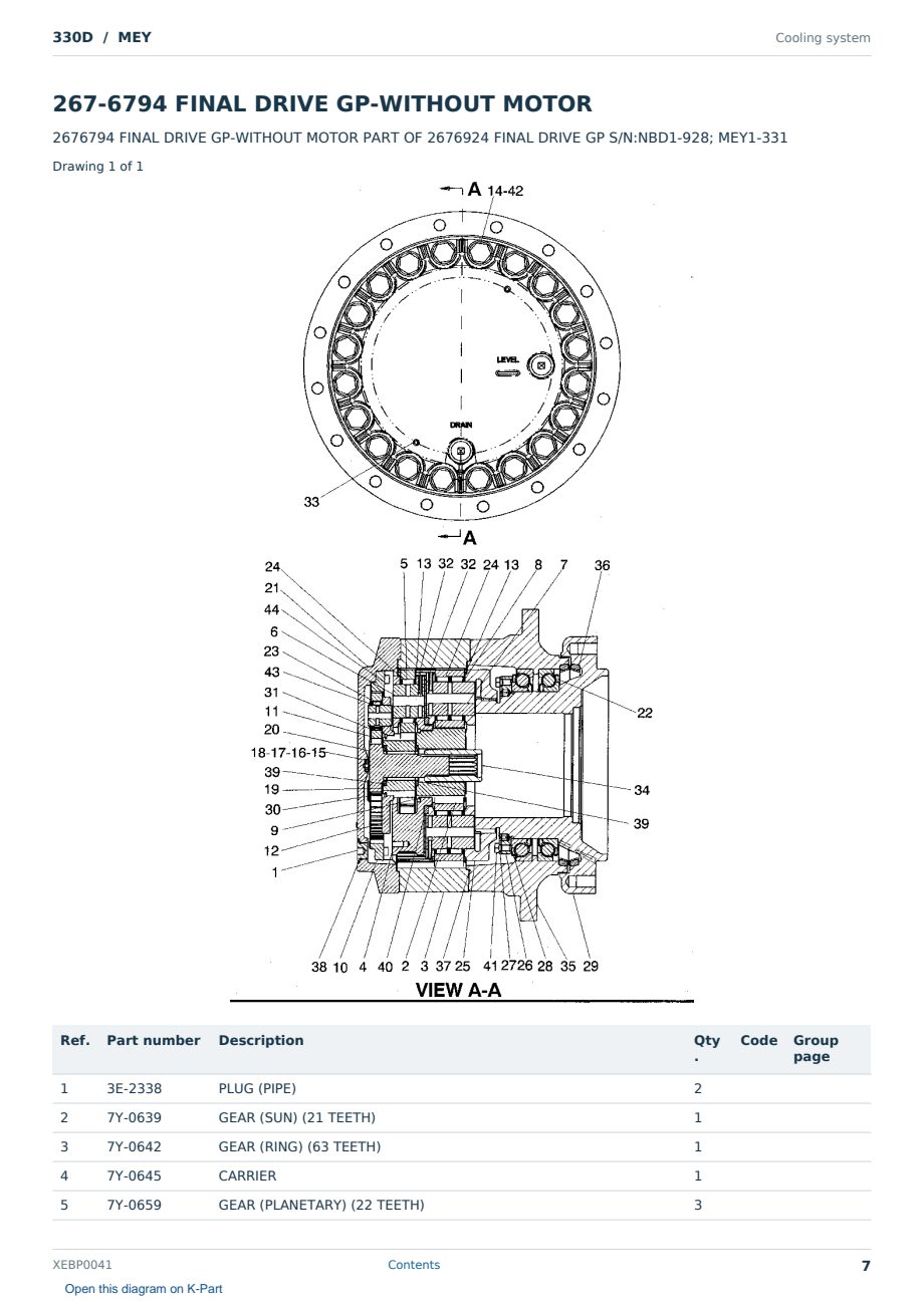 Caterpillar 330D S/N MEY Partsbook XEBP0041 (English) - sample page 7 of 10 Caterpillar 330D S/N MEY Partsbook XEBP0041 (English) - sample page 7 of 10