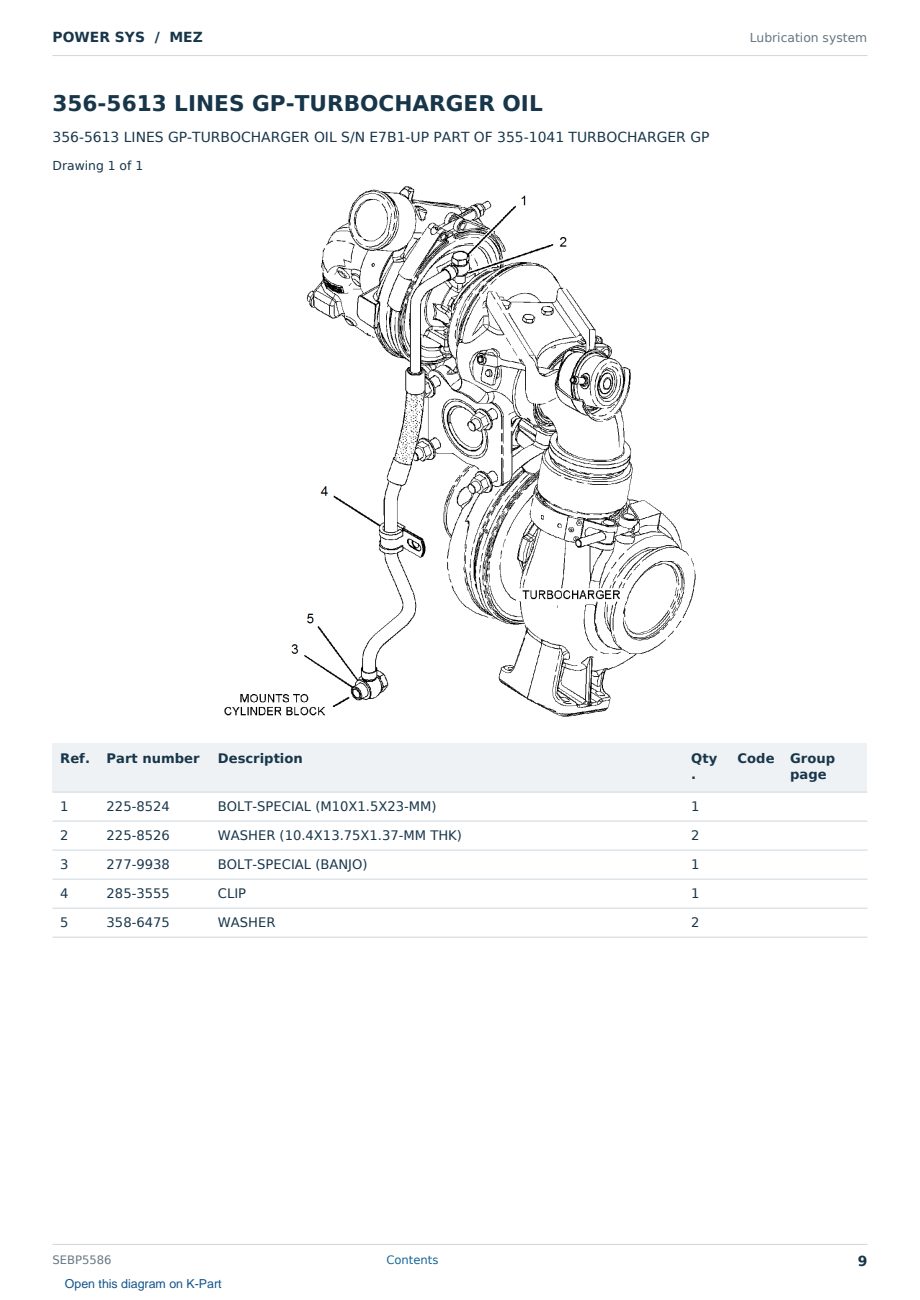 Caterpillar POWER SYS S/N MEZ Partsbook SEBP5586 (English) - sample page 9 of 10 Caterpillar POWER SYS S/N MEZ Partsbook SEBP5586 (English) - sample page 9 of 10
