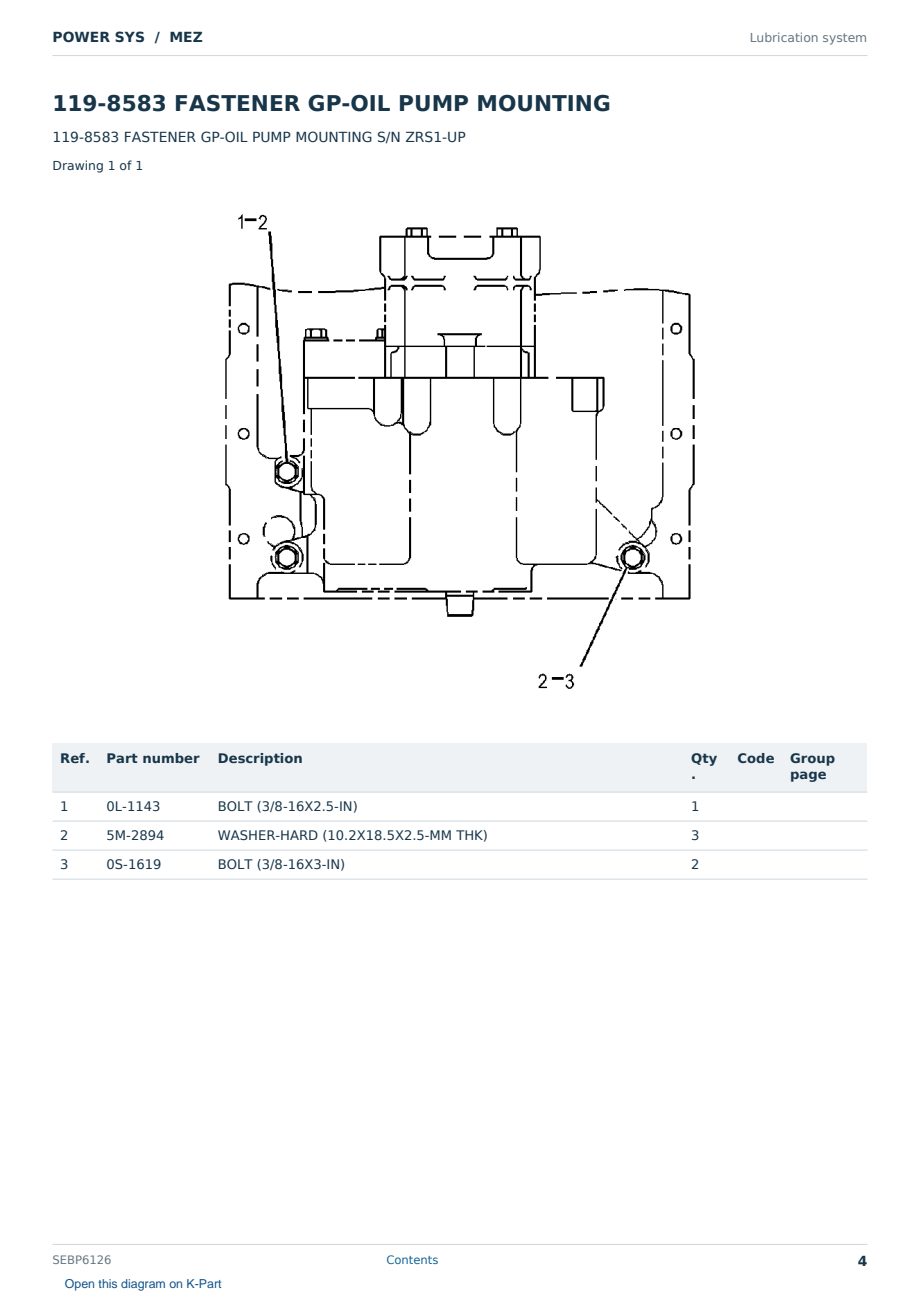 Caterpillar POWER SYS S/N MEZ Partsbook SEBP6126 (English) - sample page 4 of 10 Caterpillar POWER SYS S/N MEZ Partsbook SEBP6126 (English) - sample page 4 of 10