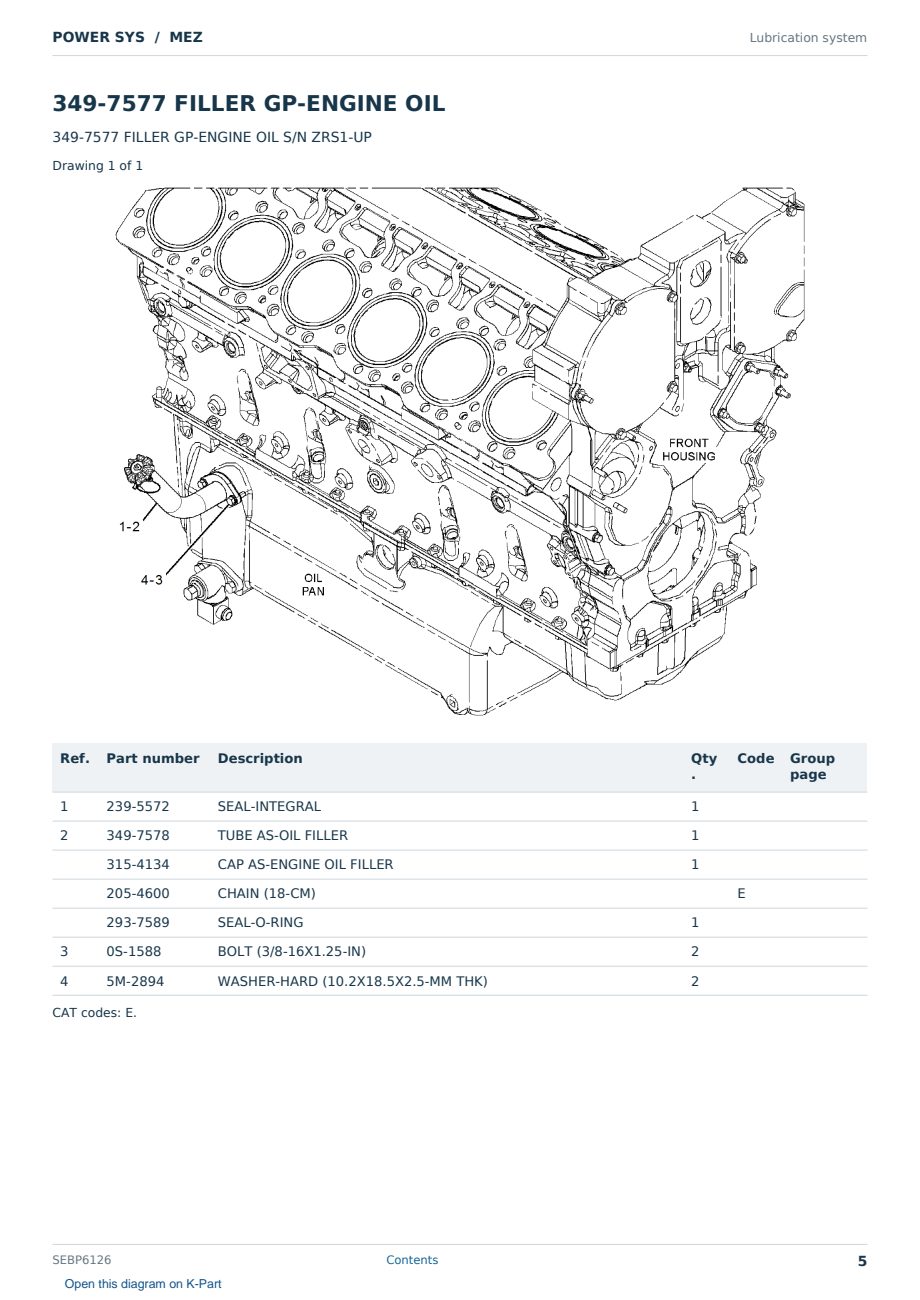 Caterpillar POWER SYS S/N MEZ Partsbook SEBP6126 (English) - sample page 5 of 10 Caterpillar POWER SYS S/N MEZ Partsbook SEBP6126 (English) - sample page 5 of 10