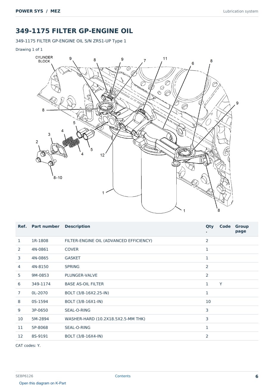 Caterpillar POWER SYS S/N MEZ Partsbook SEBP6126 (English) - sample page 6 of 10 Caterpillar POWER SYS S/N MEZ Partsbook SEBP6126 (English) - sample page 6 of 10