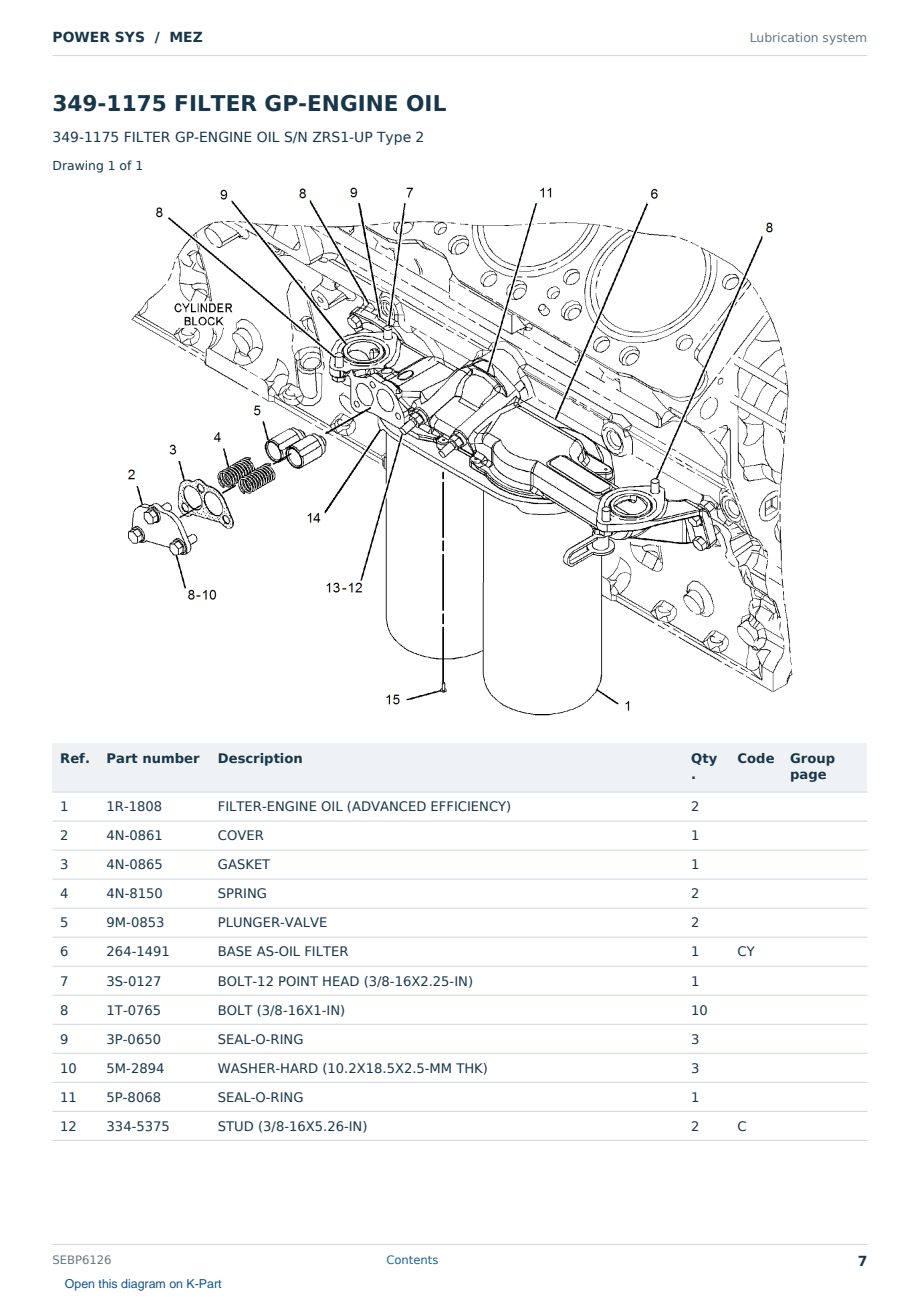 Caterpillar POWER SYS S/N MEZ Partsbook SEBP6126 (English) - sample page 7 of 10 Caterpillar POWER SYS S/N MEZ Partsbook SEBP6126 (English) - sample page 7 of 10