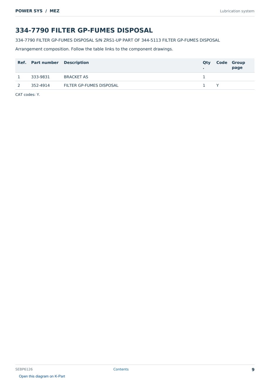 Caterpillar POWER SYS S/N MEZ Partsbook SEBP6126 (English) - sample page 9 of 10 Caterpillar POWER SYS S/N MEZ Partsbook SEBP6126 (English) - sample page 9 of 10