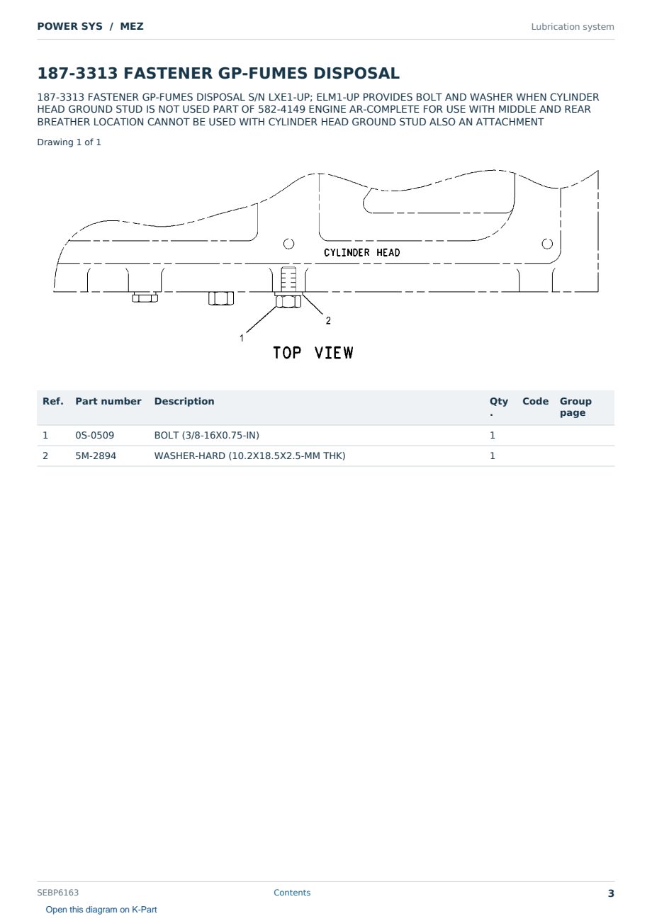 Caterpillar POWER SYS S/N MEZ Partsbook SEBP6163 (English) - sample page 3 of 10 Caterpillar POWER SYS S/N MEZ Partsbook SEBP6163 (English) - sample page 3 of 10
