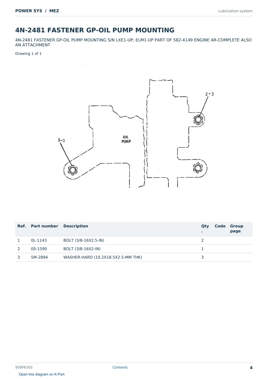 Caterpillar POWER SYS S/N MEZ Partsbook SEBP6163 (English) - sample page 4 of 10 Caterpillar POWER SYS S/N MEZ Partsbook SEBP6163 (English) - sample page 4 of 10