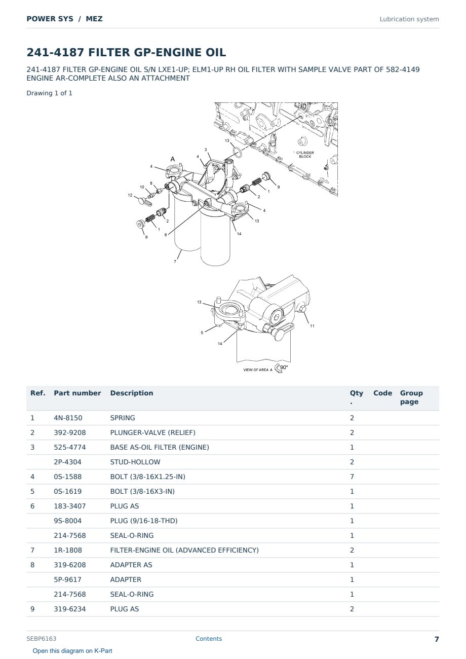 Caterpillar POWER SYS S/N MEZ Partsbook SEBP6163 (English) - sample page 7 of 10 Caterpillar POWER SYS S/N MEZ Partsbook SEBP6163 (English) - sample page 7 of 10