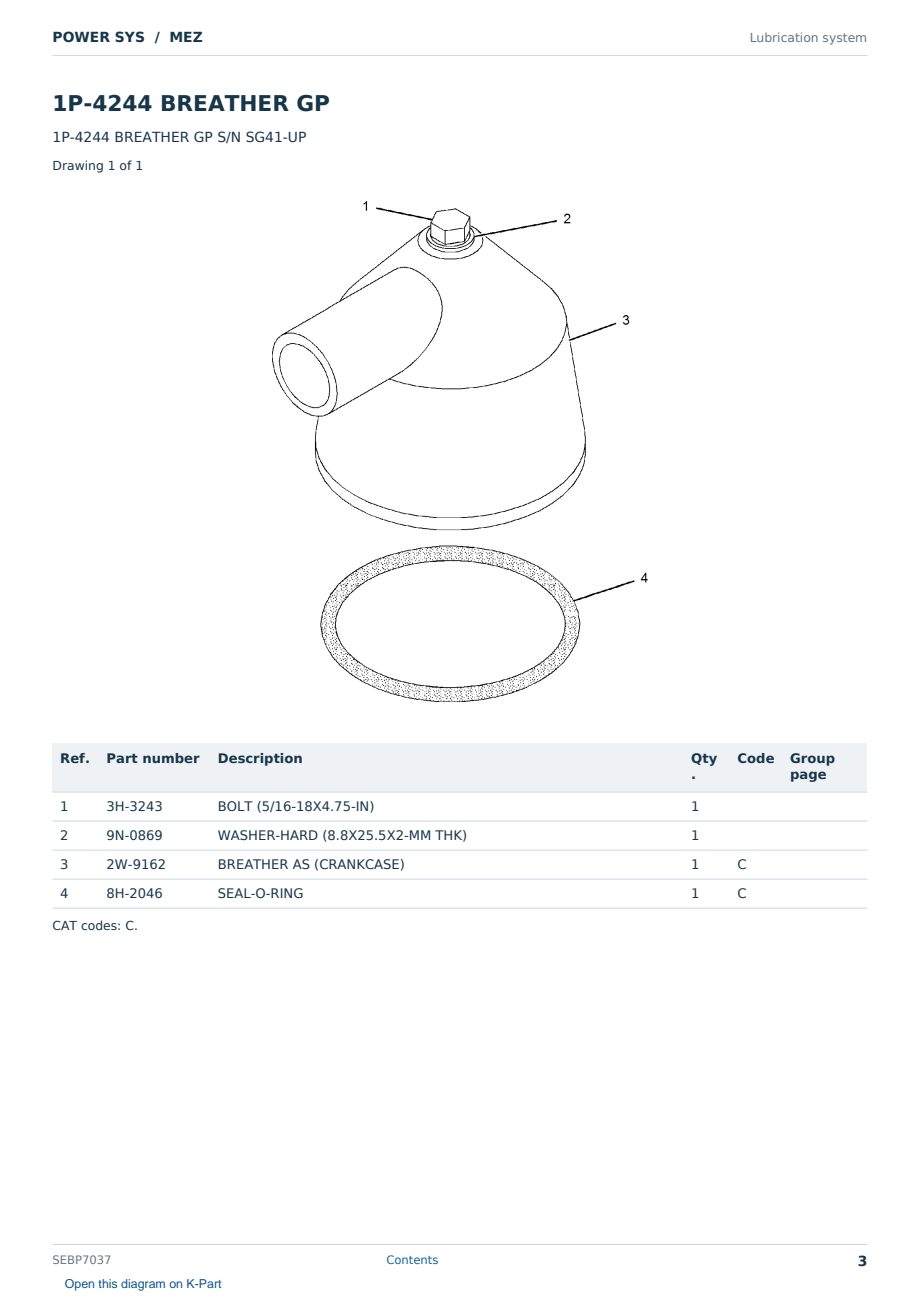 Caterpillar POWER SYS S/N MEZ Partsbook SEBP7037 (English) - sample page 3 of 10 Caterpillar POWER SYS S/N MEZ Partsbook SEBP7037 (English) - sample page 3 of 10