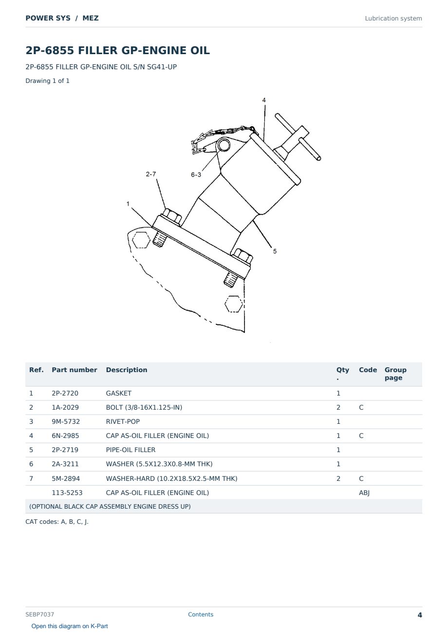 Caterpillar POWER SYS S/N MEZ Partsbook SEBP7037 (English) - sample page 4 of 10 Caterpillar POWER SYS S/N MEZ Partsbook SEBP7037 (English) - sample page 4 of 10