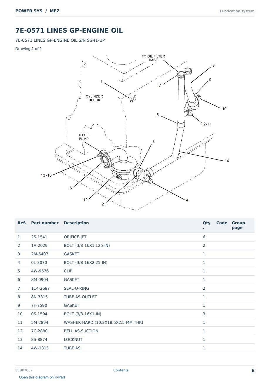 Caterpillar POWER SYS S/N MEZ Partsbook SEBP7037 (English) - sample page 6 of 10 Caterpillar POWER SYS S/N MEZ Partsbook SEBP7037 (English) - sample page 6 of 10