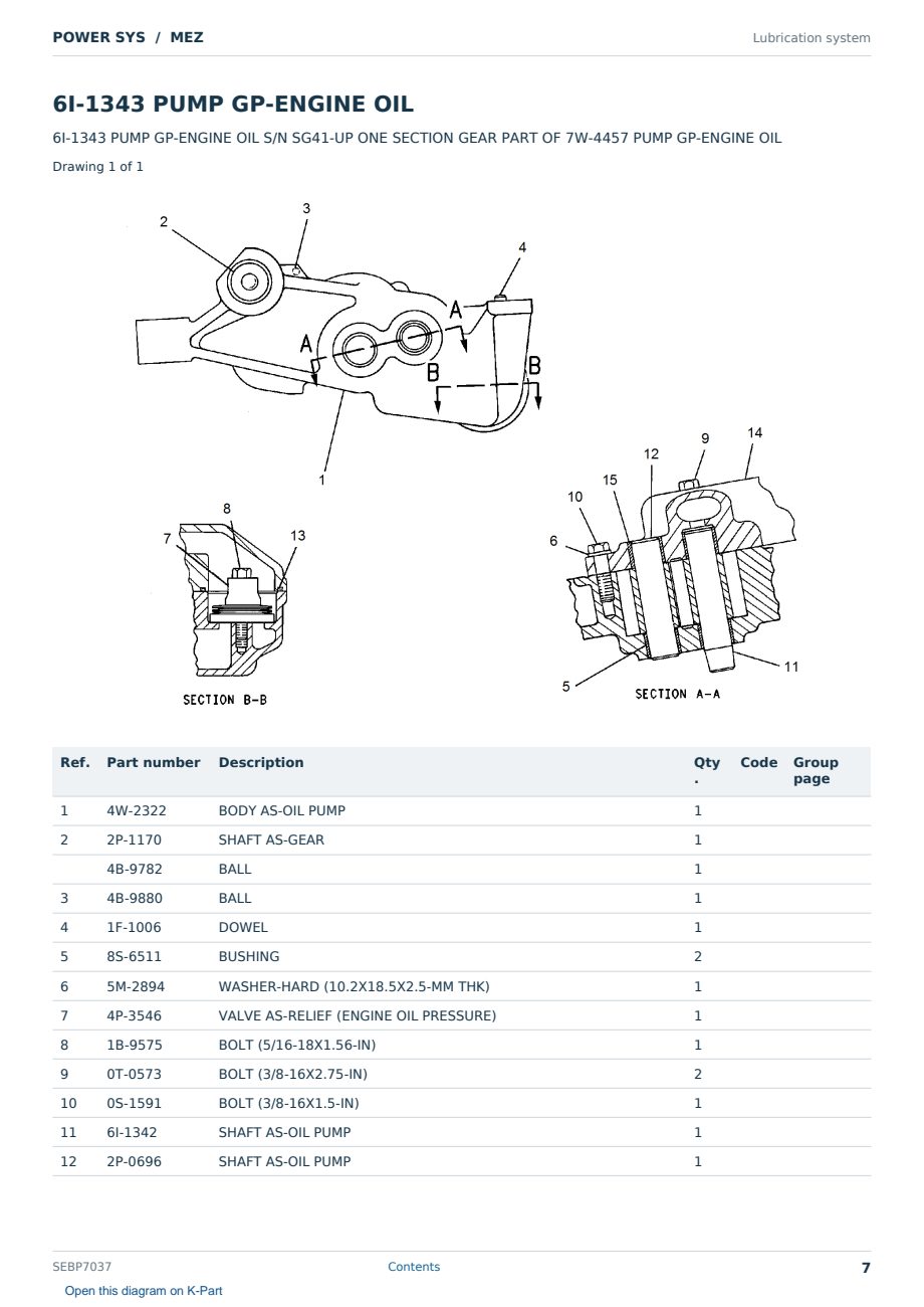 Caterpillar POWER SYS S/N MEZ Partsbook SEBP7037 (English) - sample page 7 of 10 Caterpillar POWER SYS S/N MEZ Partsbook SEBP7037 (English) - sample page 7 of 10