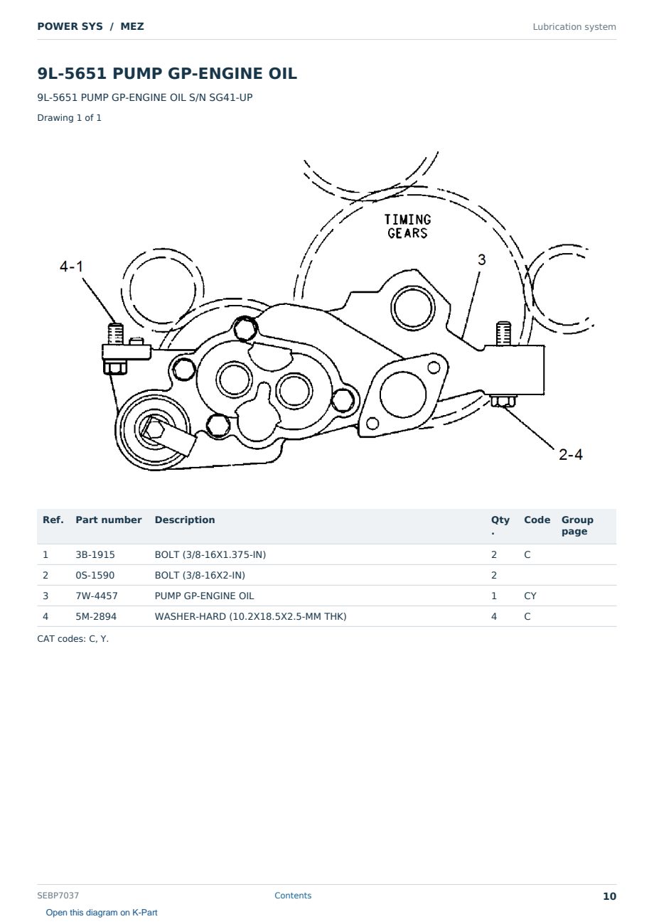 Caterpillar POWER SYS S/N MEZ Partsbook SEBP7037 (English) - sample page 10 of 10 Caterpillar POWER SYS S/N MEZ Partsbook SEBP7037 (English) - sample page 10 of 10