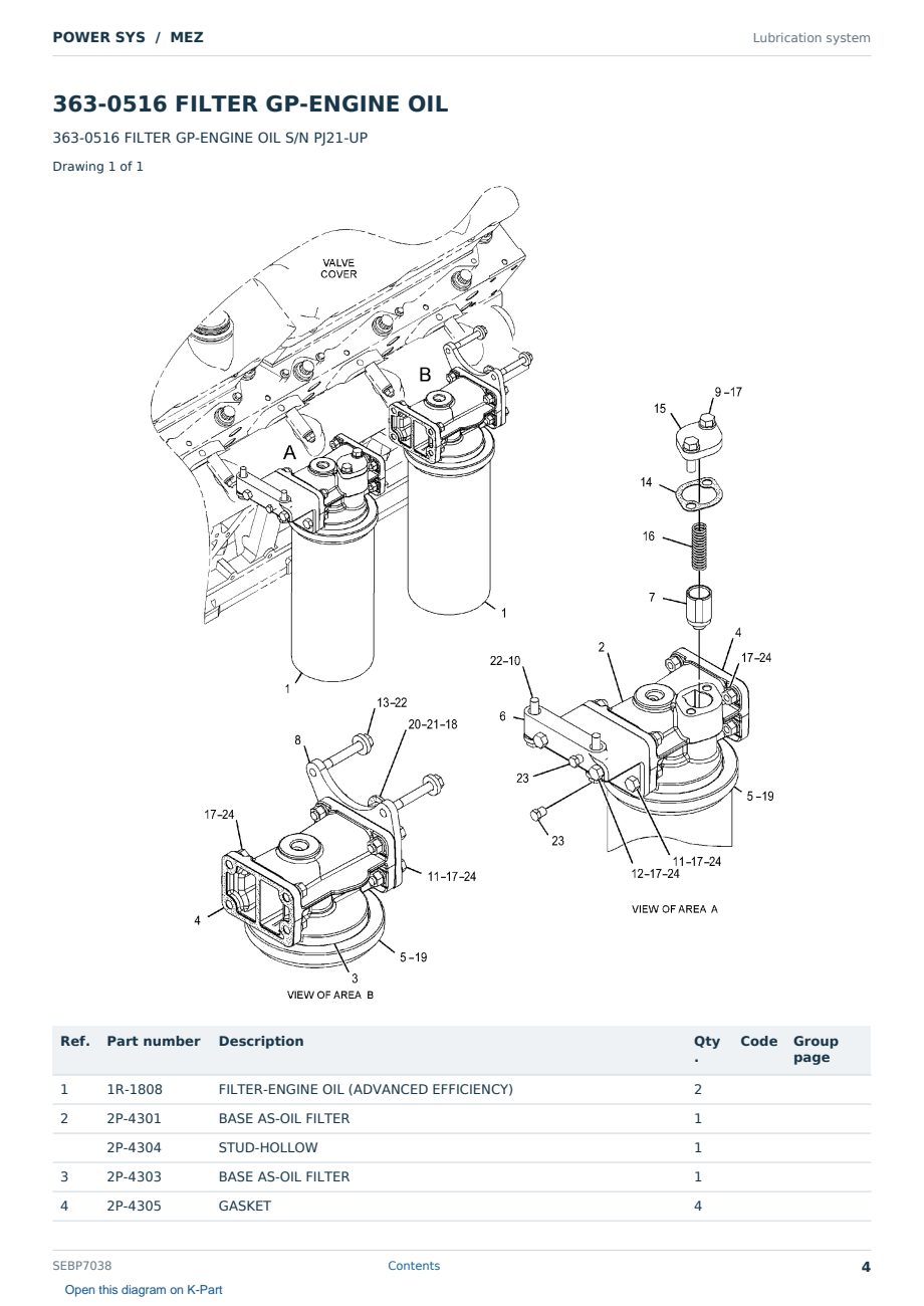 Caterpillar POWER SYS S/N MEZ Partsbook SEBP7038 (English) - sample page 4 of 10 Caterpillar POWER SYS S/N MEZ Partsbook SEBP7038 (English) - sample page 4 of 10