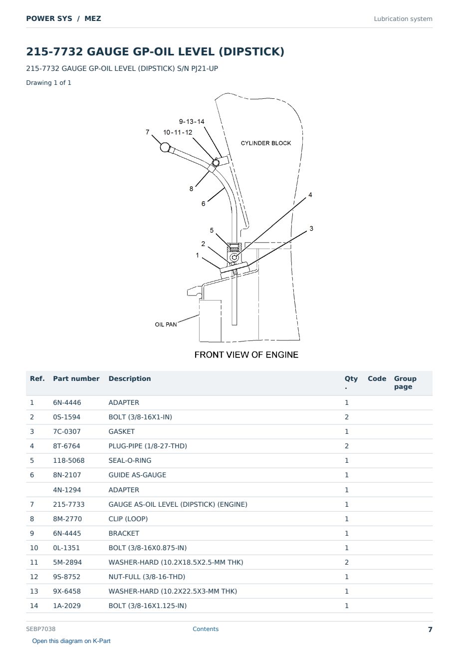 Caterpillar POWER SYS S/N MEZ Partsbook SEBP7038 (English) - sample page 7 of 10 Caterpillar POWER SYS S/N MEZ Partsbook SEBP7038 (English) - sample page 7 of 10