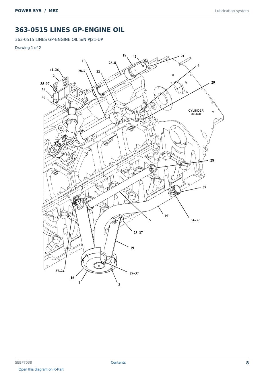 Caterpillar POWER SYS S/N MEZ Partsbook SEBP7038 (English) - sample page 8 of 10 Caterpillar POWER SYS S/N MEZ Partsbook SEBP7038 (English) - sample page 8 of 10
