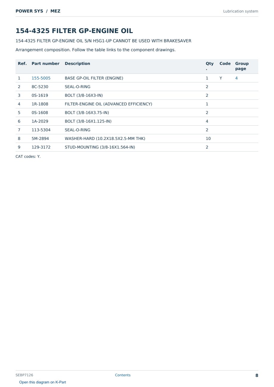 Caterpillar POWER SYS S/N MEZ Partsbook SEBP7126 (English) - sample page 8 of 10 Caterpillar POWER SYS S/N MEZ Partsbook SEBP7126 (English) - sample page 8 of 10